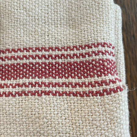 Tea Towel Cream with Red stripe